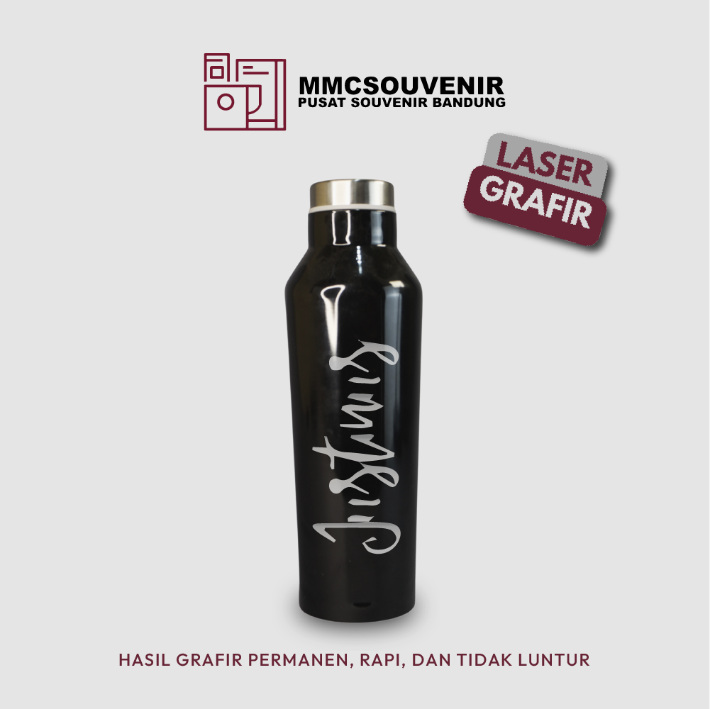 contoh hasil laser grafir pada tumbler Canten Glossy
