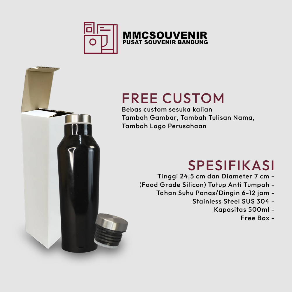 spesifikasi tumbler Canten Glossy stainless steel 304