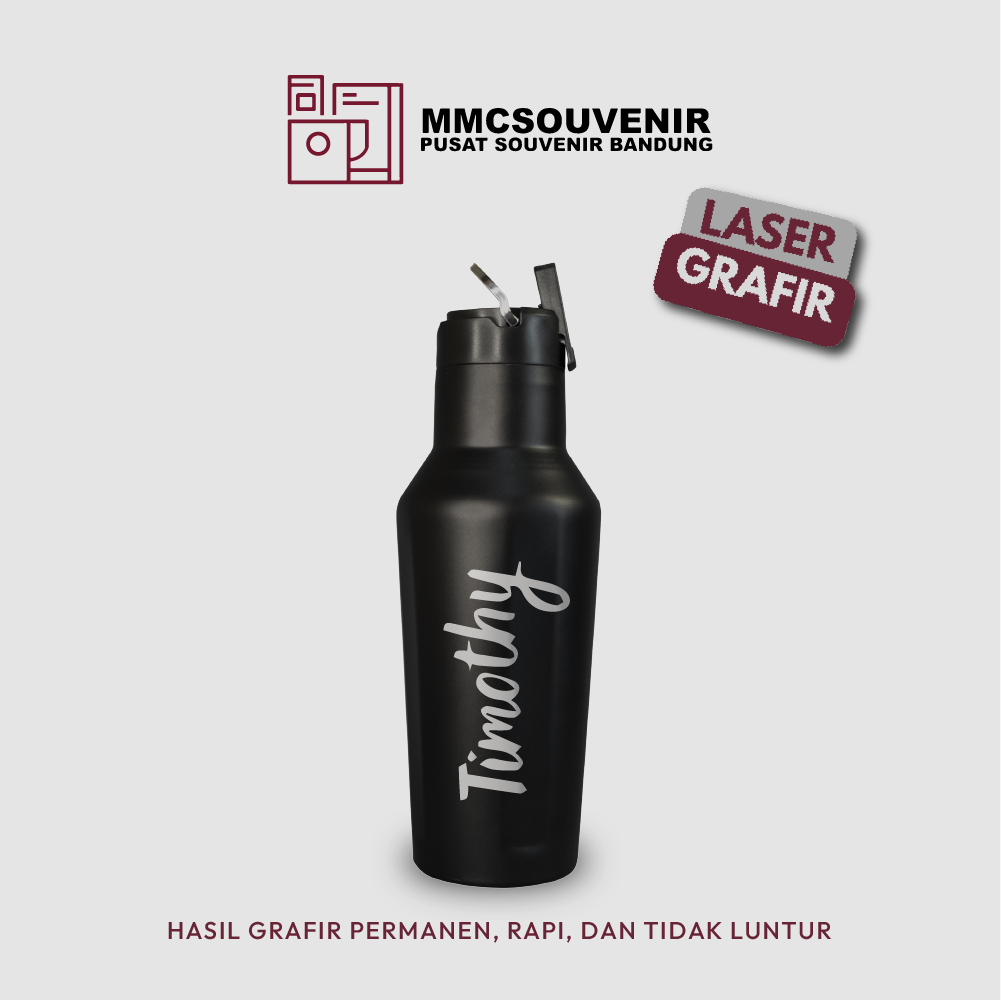 contoh hasil laser grafir pada tumbler Canten Handle
