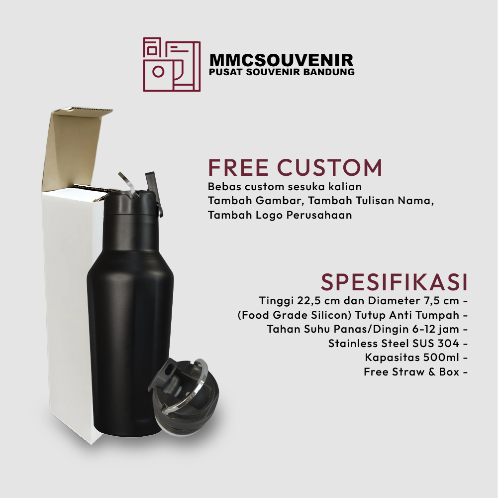 spesifikasi tumbler Canten Handle stainless steel 304