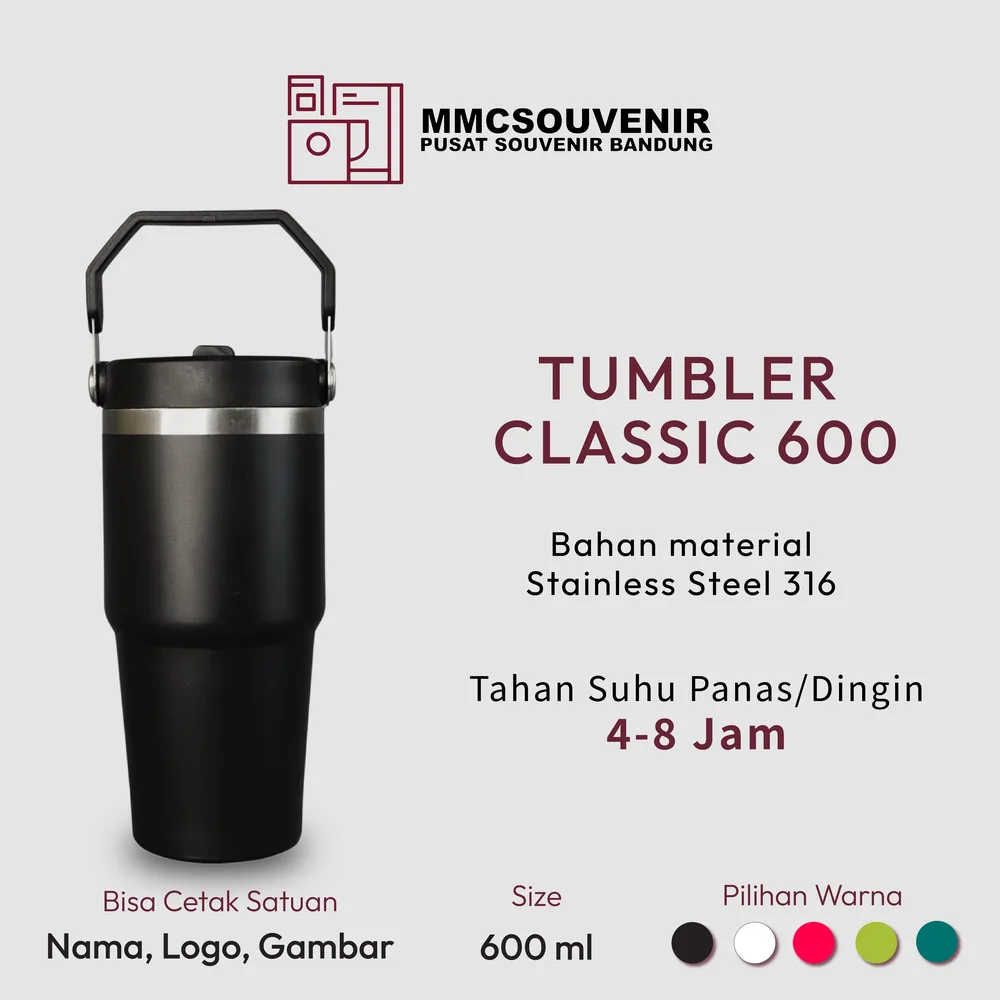 Tumbler custom Classic Bandung, souvenir tumbler stainless custom logo