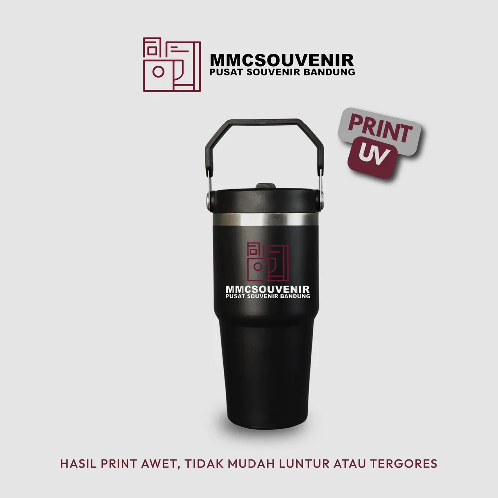 Contoh hasil Print UV logo warna di tumbler Classic custom Bandung