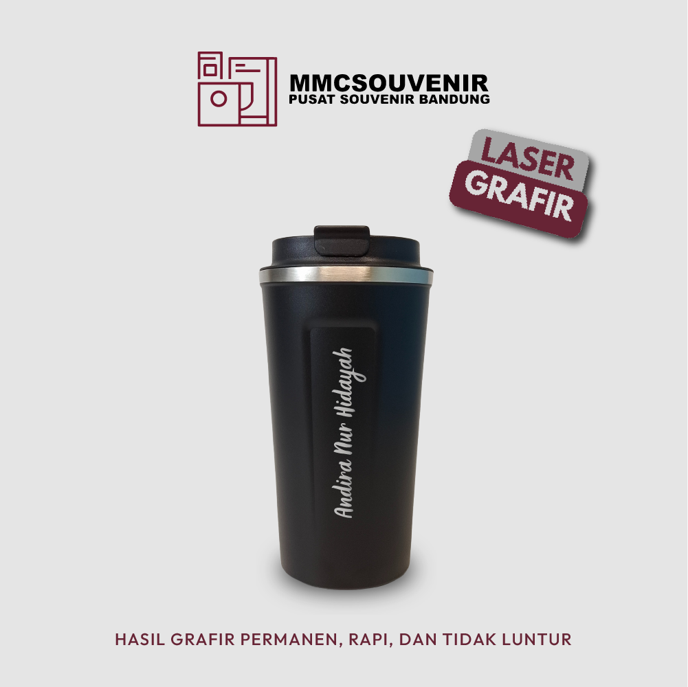 contoh hasil laser grafir pada tumbler Coffee 510