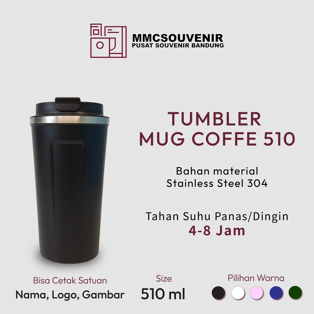 Tumbler custom Coffee 510 Bandung, souvenir tumbler stainless custom logo