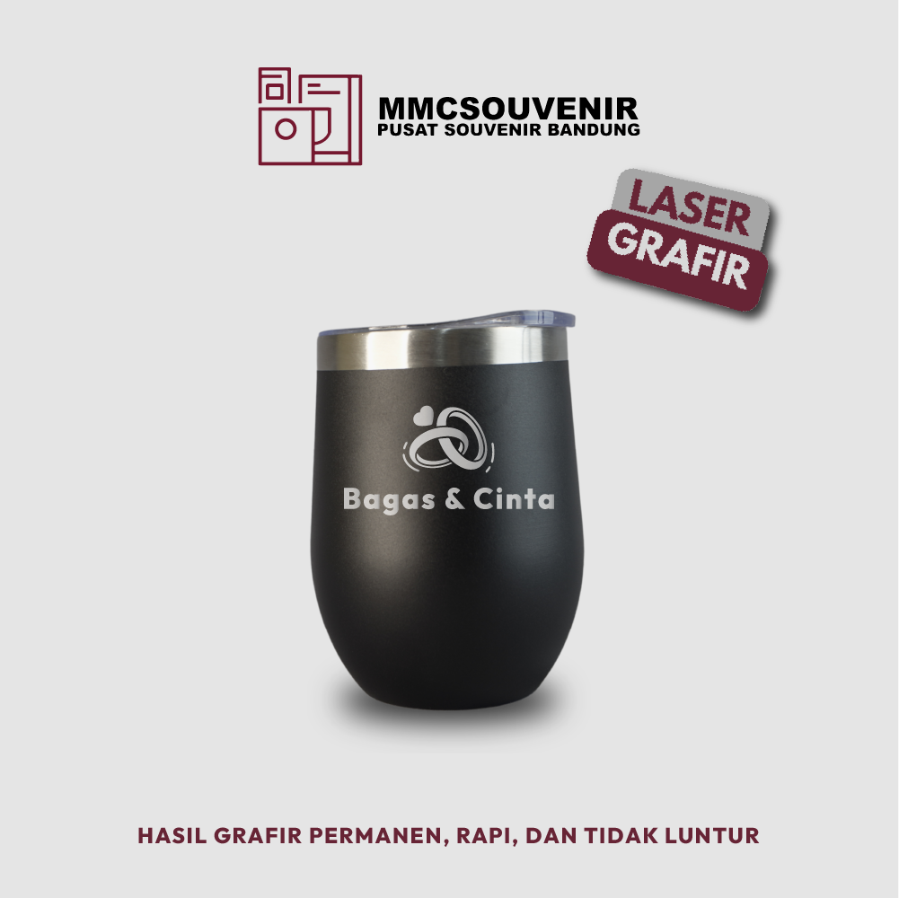 contoh hasil laser grafir pada tumbler Mug Egg