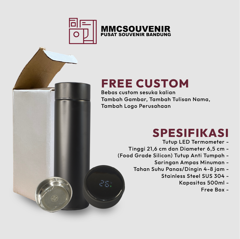 spesifikasi tumbler Sakura Led stainless steel 304
