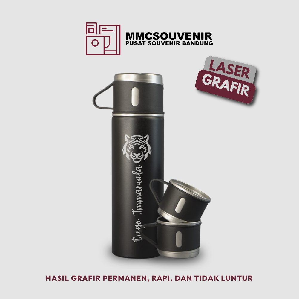 contoh hasil laser grafir pada tumbler Set Sultan