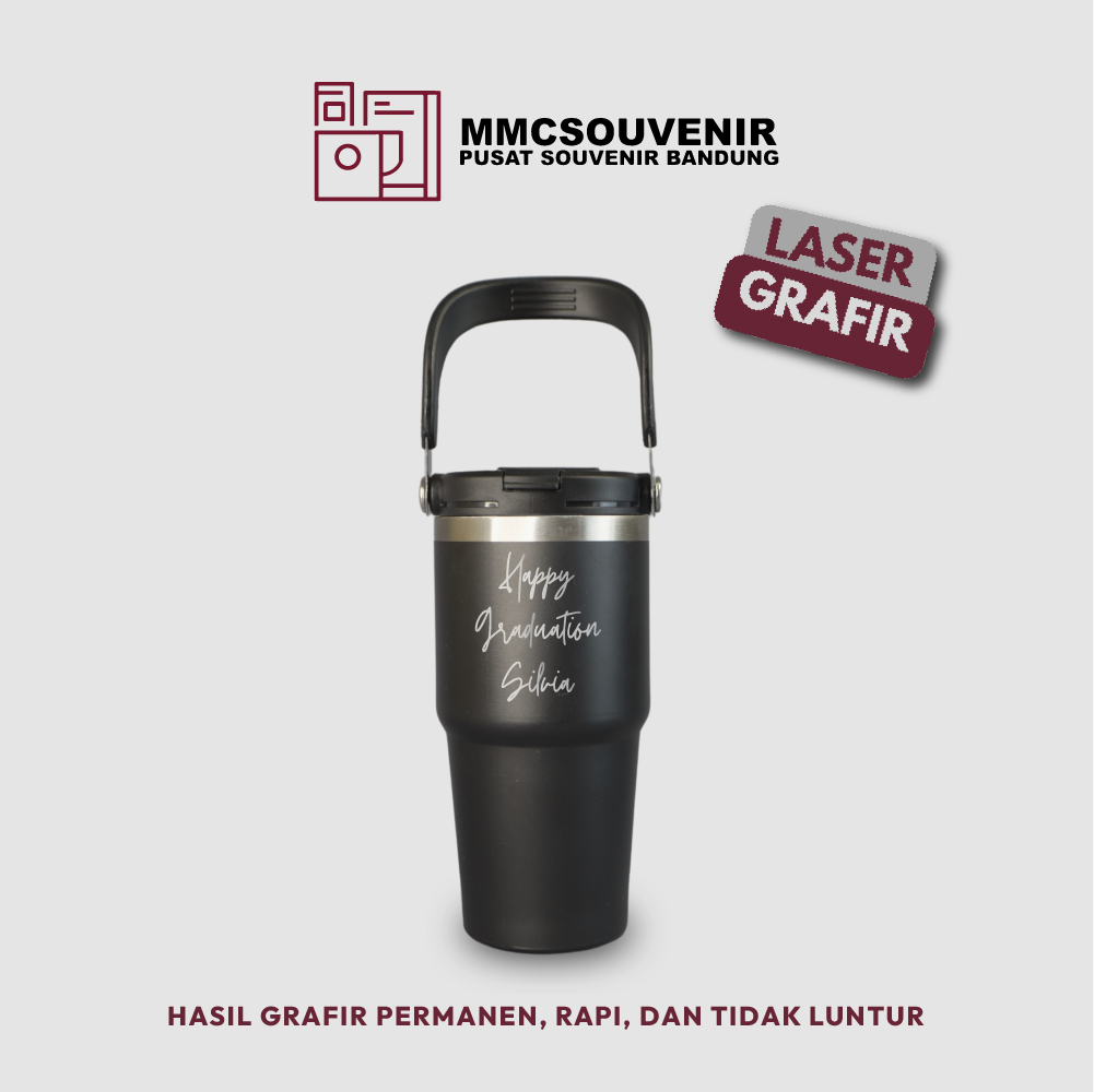 contoh hasil laser grafir pada tumbler Tyiso