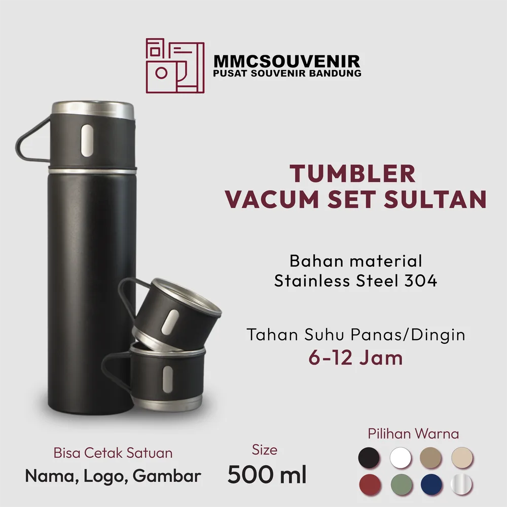 Tumbler custom Set Sultan Bandung, souvenir tumbler stainless custom logo