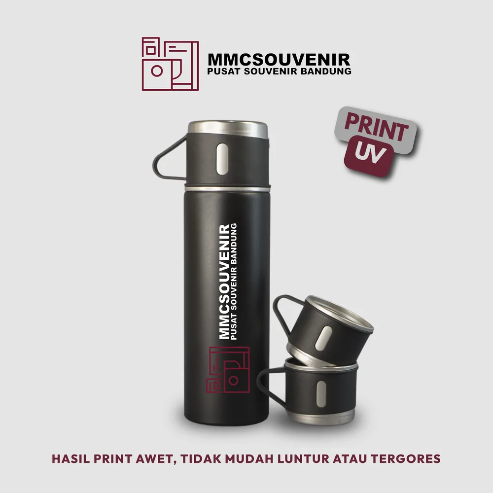 Contoh hasil Print UV logo warna di tumbler Set Sultan custom Bandung
